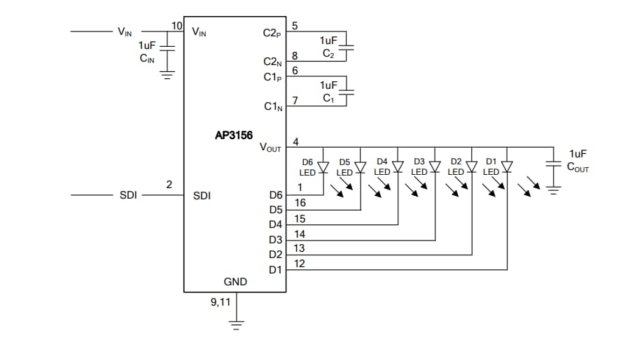 Application Circuit Diagram - Diodes Incorporated AP3156 LED Drivers
